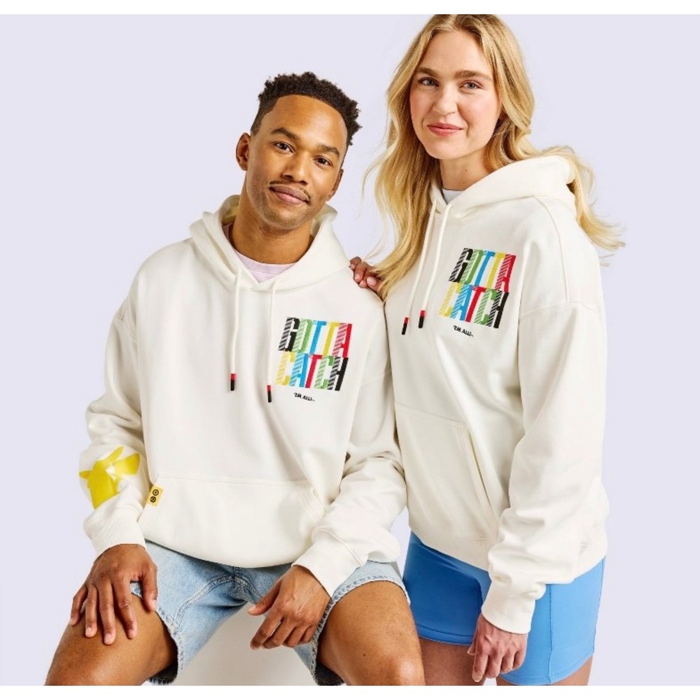 Pokemon Gotta Catch Em All Trainer Sweatshirt Hoodie Cream White XXL NWT